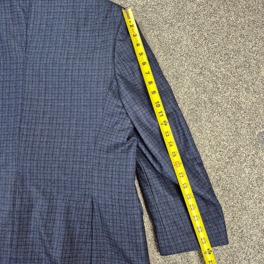 Joseph Abboud Blazer Mens 50R Blue Plaid Virgin Wool Lanificio di Pray - Picture 8 of 12